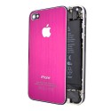Apple iPhone 4 Bag Glas Børstet Stål med Sort Apple Logo Pink