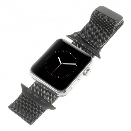 Apple Watch 38 mm Serie 1 Serie 2 MILANESE Rustfri Stål Urrem Sort