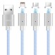 POFAN P13 Magnetisk USB Datakabel LED 8 Pin + Micro USB + Type-C til iPhone iPad Samsung m.fl. Sølv