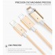 POFAN P13 Magnetisk USB Datakabel LED 8 Pin + Micro USB + Type-C til iPhone iPad Samsung m.fl. Sølv
