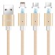 POFAN P13 Magnetisk USB Datakabel LED 8 Pin + Micro USB + Type-C til iPhone iPad Samsung m.fl. Guld