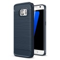 Samsung Galaxy S7 SM-G930 Carbon Fibre Brushed Plastik Cover Mørke Blå