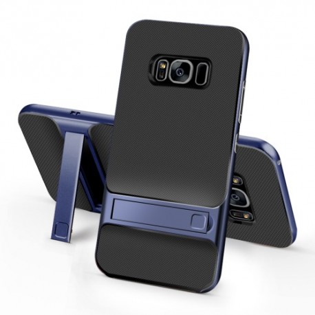 Samsung Galaxy S8 SM-G950 ELEGANCE Plastik Mønstre Cover med Støtteholder Blå