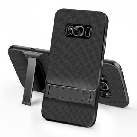 Samsung Galaxy S8 SM-G950 ELEGANCE Plastik Mønstre Cover med Støtteholder Black