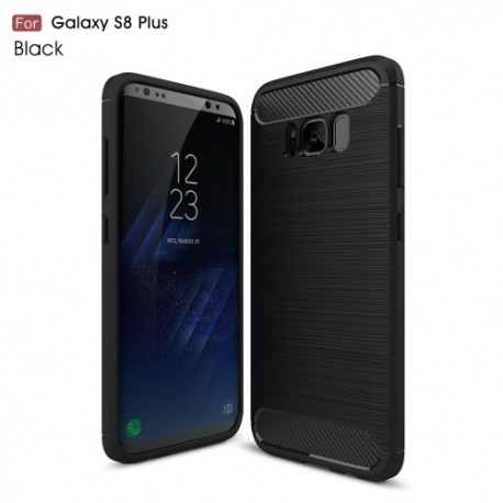 Samsung Galaxy S8 Plus Kulstof Fiber Børstet Plastik Cover Sort